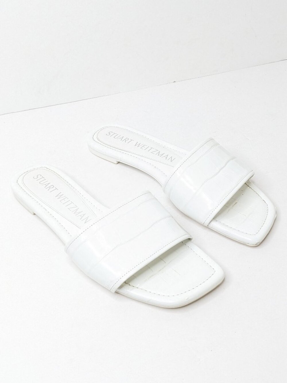Stuart Weitzman Summer Slide Sandal White Womens 7.5